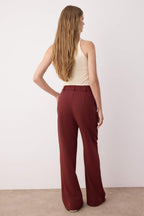 Trendyolmilla Bordo Pilili Wide Leg/Geniş Paça  Pantolon TWOAW25PL00109