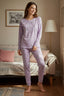 Trendyolmilla Lila %100 Pamuklu Göz Desenli T-shirt-Jogger Örme Pijama Takımı THMAW22PT0270