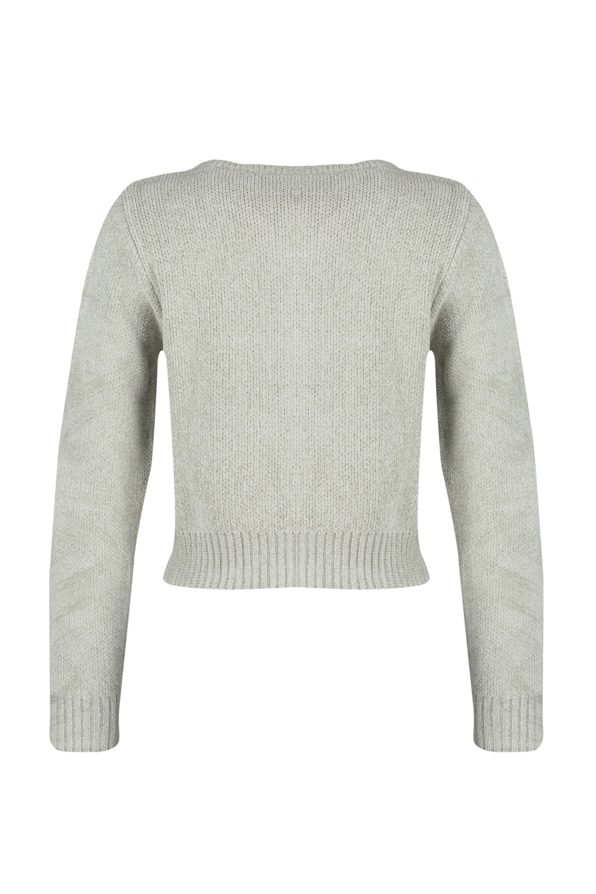 Trendyolmilla Gri Crop Premium İplik/Özel İplik Cep Detaylı Triko Hırka TWOAW24HI00051