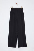 Trendyolmilla Siyah Pilili Wide Leg/Geniş Paça Dokuma Pantolon TWOAW25PL00109 Palazzo