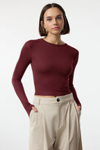 Trendyolmilla Açık Pembe Premium Viskon Bisiklet Yaka Crop Esnek Örme Bluz TWOAW24BZ00116