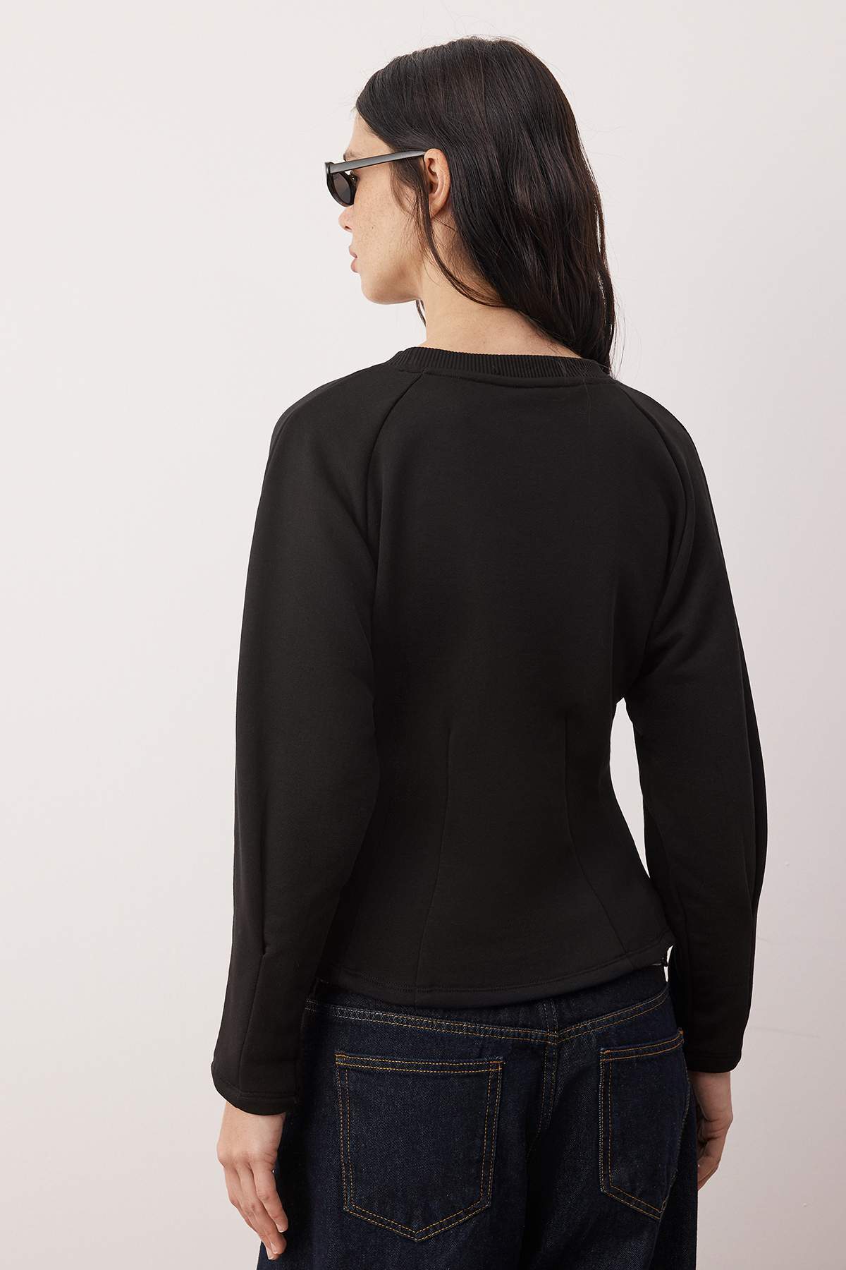 Trendyolmilla Kahverengi Kalın Şardonsuz Belden Oturmalı Bisiklet Yaka Örme Sweatshirt TWOAW26SW00068