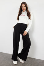 Trendyolmilla Antrasit Ince Ekstra Yüksek Bel Wide Leg/Geniş Kesim Pantolon TWOAW25PL00026