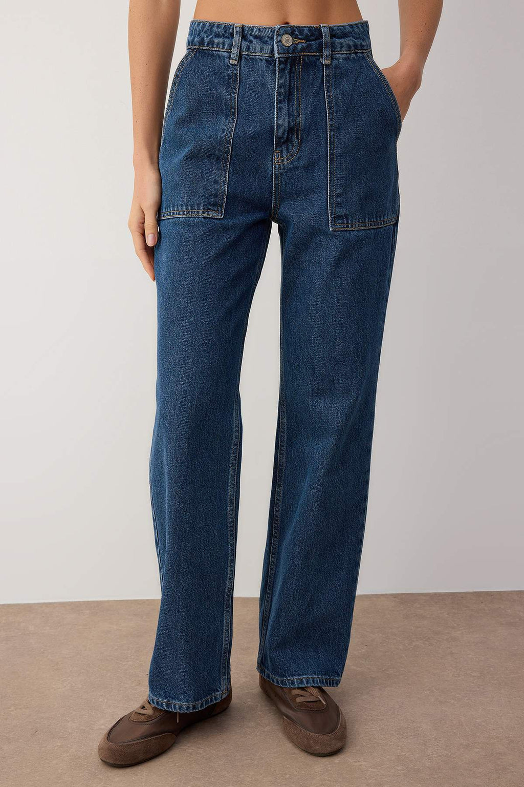 Trendyolmilla Siyah Cep Detaylı Yüksek Bel Wide Leg Jeans TWOAW22JE0595