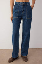 Trendyolmilla Siyah Cep Detaylı Yüksek Bel Wide Leg Jeans TWOAW22JE0595