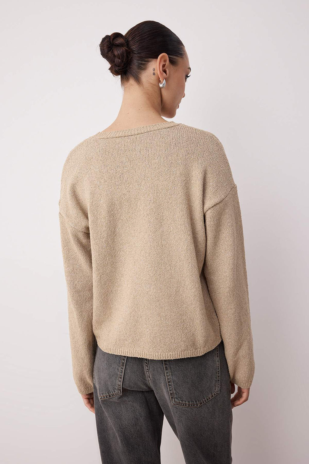 Trendyolmilla More Sustainable Taş Pamuklu Geniş Kalıp Basic Triko Kazak TWOAW26KZ00107