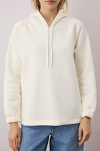 Trendyolmilla Ekru Kapüşonlu Kalın İçi Polarlı Örme Sweatshirt TWOAW26SW00129