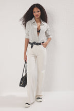 Trendyolmilla Ekru Yüksek Bel Wide Leg Jeans TWOSS24JE00080