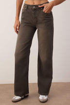 Kahverengi  Yüksek Bel Wide Leg Jeans TWOAW26JE00257
