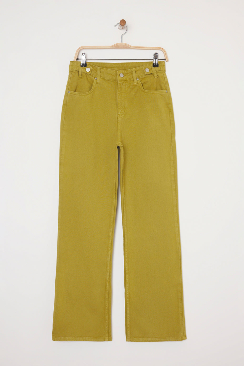 Trendyolmilla Yağ Yeşili Bel Detaylı Yüksek Bel Wide Leg Pantolon TWOAW25JE00039