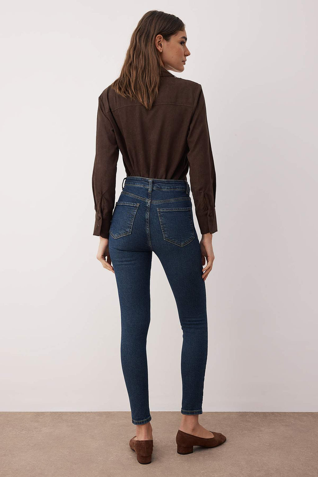 Trendyolmilla Kahverengi Yüksek Bel Esnek Skinny Jeans TWOAW24JE00068