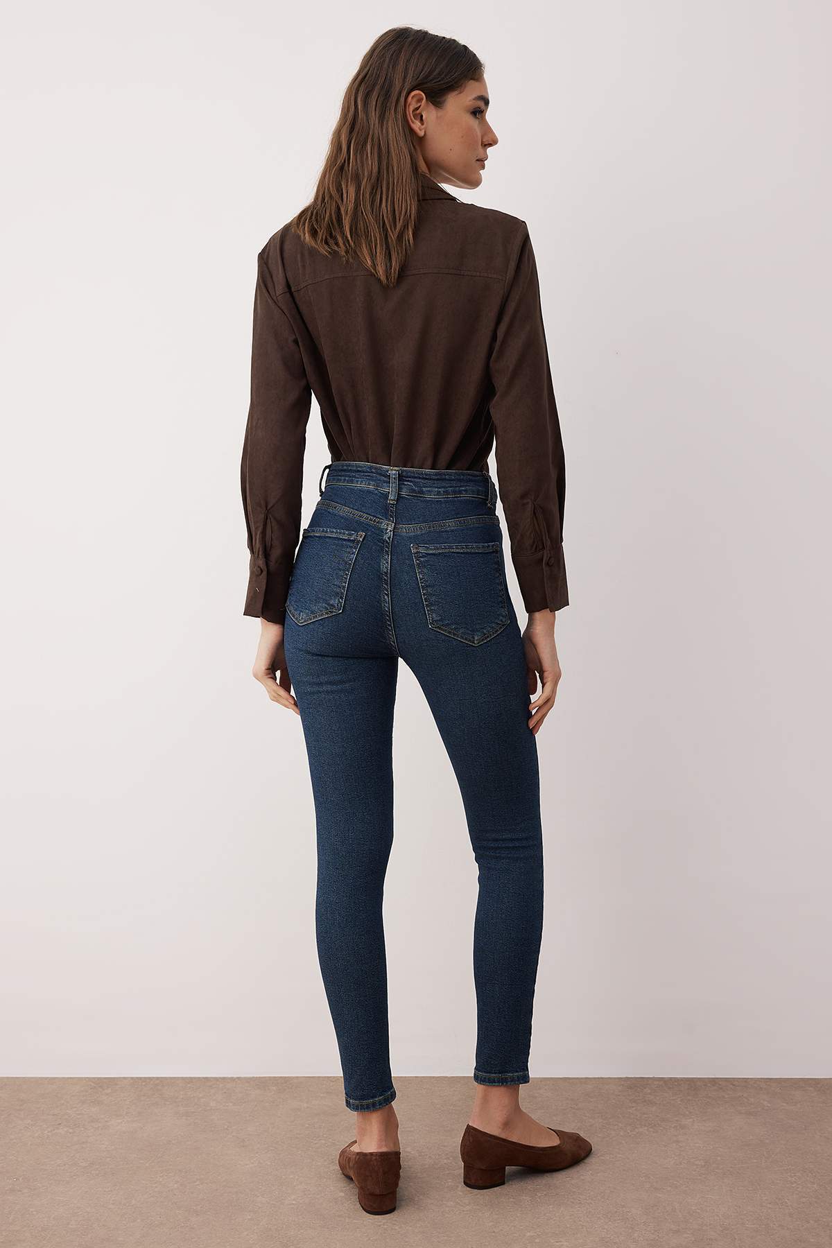 Trendyolmilla Kahverengi Yüksek Bel Esnek Skinny Jeans TWOAW24JE00068