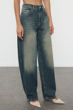 More Sustainable Koyu Mavi Normal Bel Loose Baggy %100 Pamuk Non-Stretch Jeans TWOAW25JE00140