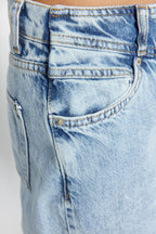 Trendyolmilla Koyu Mavi Bel Detaylı Yüksek Bel Wide Leg Jeans TWOSS21JE0385