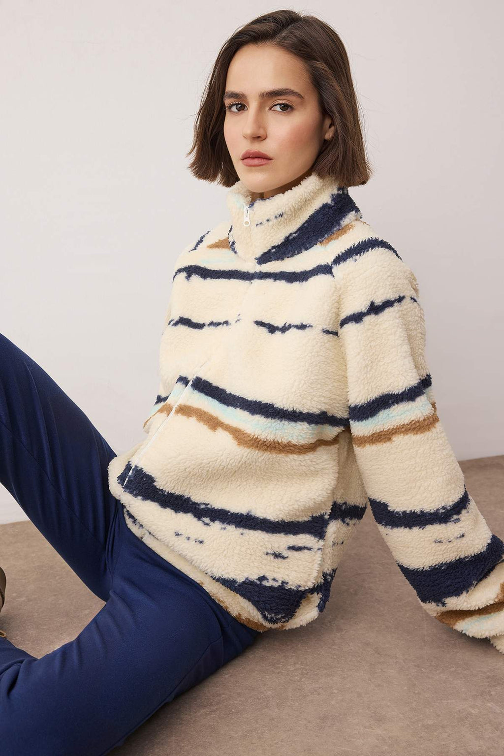 Trendyolmilla Petrol Düz Renk Peluş Oversize/Geniş Kalıp Örme Sweatshirt TWOAW26SW00022