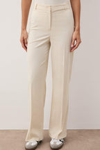 Trendyolmilla Gül Kurusu Wide Leg/Geniş Paça Yüksek Bel Dokuma Pantolon TWOSS23PL00314