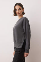 Trendyolmilla Ekru Fitilli Regular/Normal Kalıp Örme Sweatshirt TWOAW26SW00046