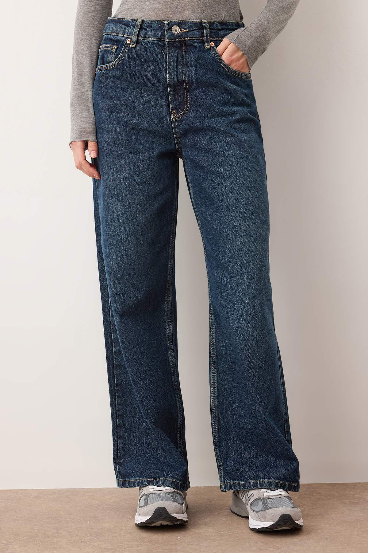 Trendyolmilla Vizon Yüksek Bel Bilek Boy Culotte %100 Pamuklu Jeans TWOAW26JE00190