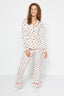 Trendyolmilla Bej %100 Pamuklu Kalpli Biyeli Örme Pijama Takımı THMAW24PT00103