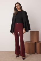 Trendyolmilla Gri İspanyol Paça Flare Bootcut Dokuma Kumaş Pantolon TOFAW19BB0581