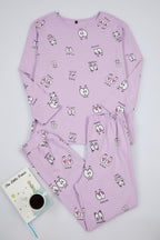 Trendyolmilla Tarçın %100 Pamuklu Göz Desenli T-shirt-Jogger Örme Pijama Takımı THMAW22PT0270