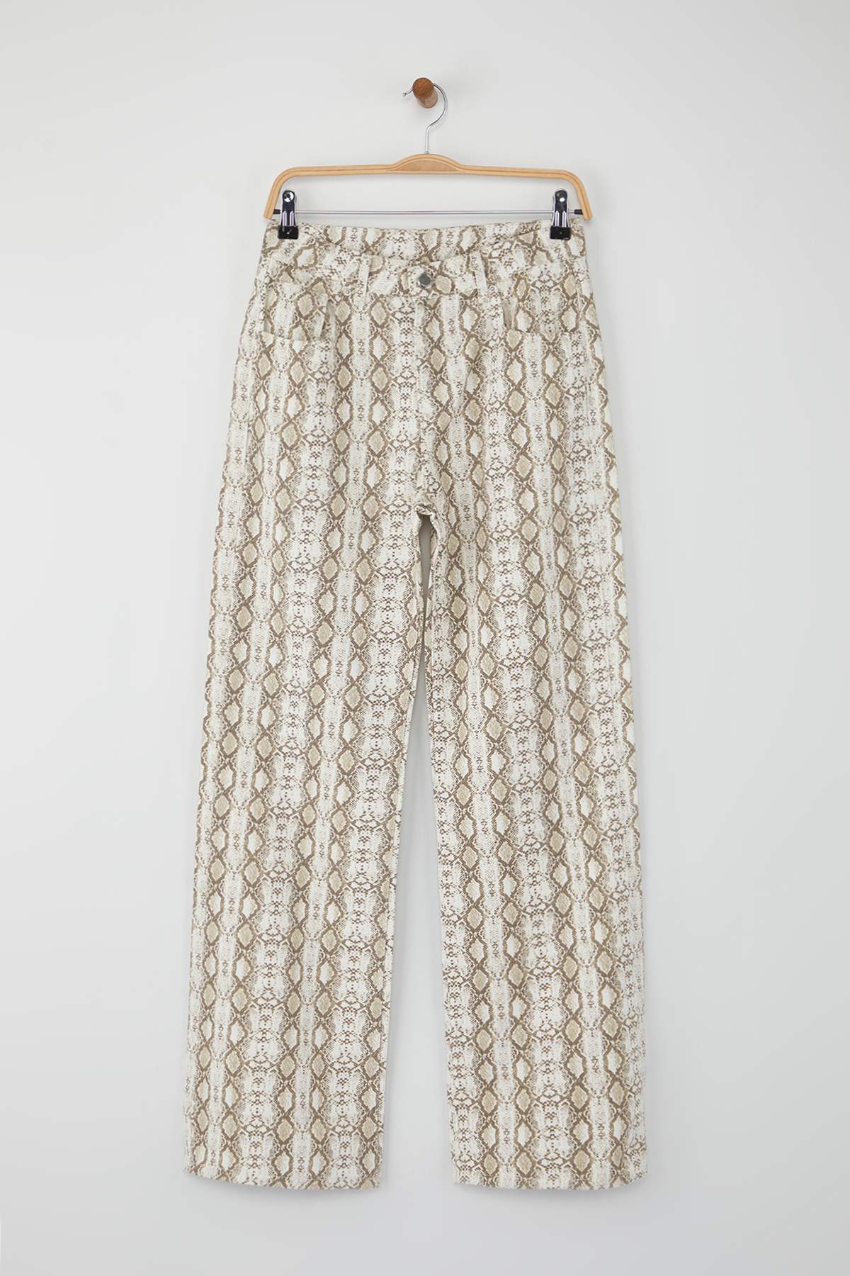 Çok Renkli Animal Yılan Desenli Yüksek Bel Wide Leg Jeans TWOAW26JE00136