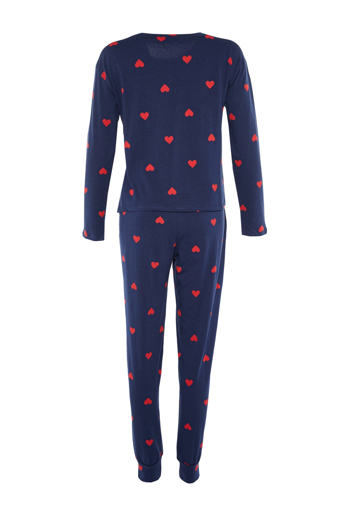 Trendyolmilla Kadın Mini Me/Anne Kız Pembe %100 Pamuklu Kalpli Örme Pijama Takımı THMAW21PT0566