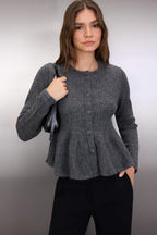 Trendyolmilla Bordo Bisiklet Yaka Etek Ucu Volanlı Triko Hırka TWOAW26HI00232