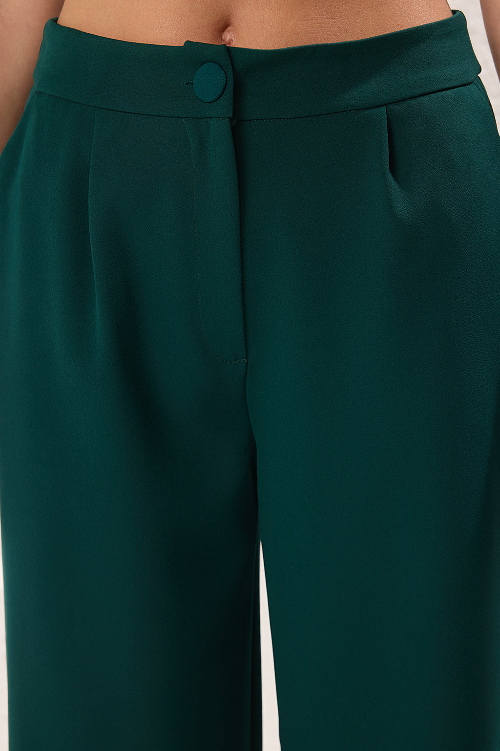 Trendyolmilla Açık Mavi Wide Leg/Geniş Paça Pilili Dokuma Kumaş Pantolon TWOSS21PL0189