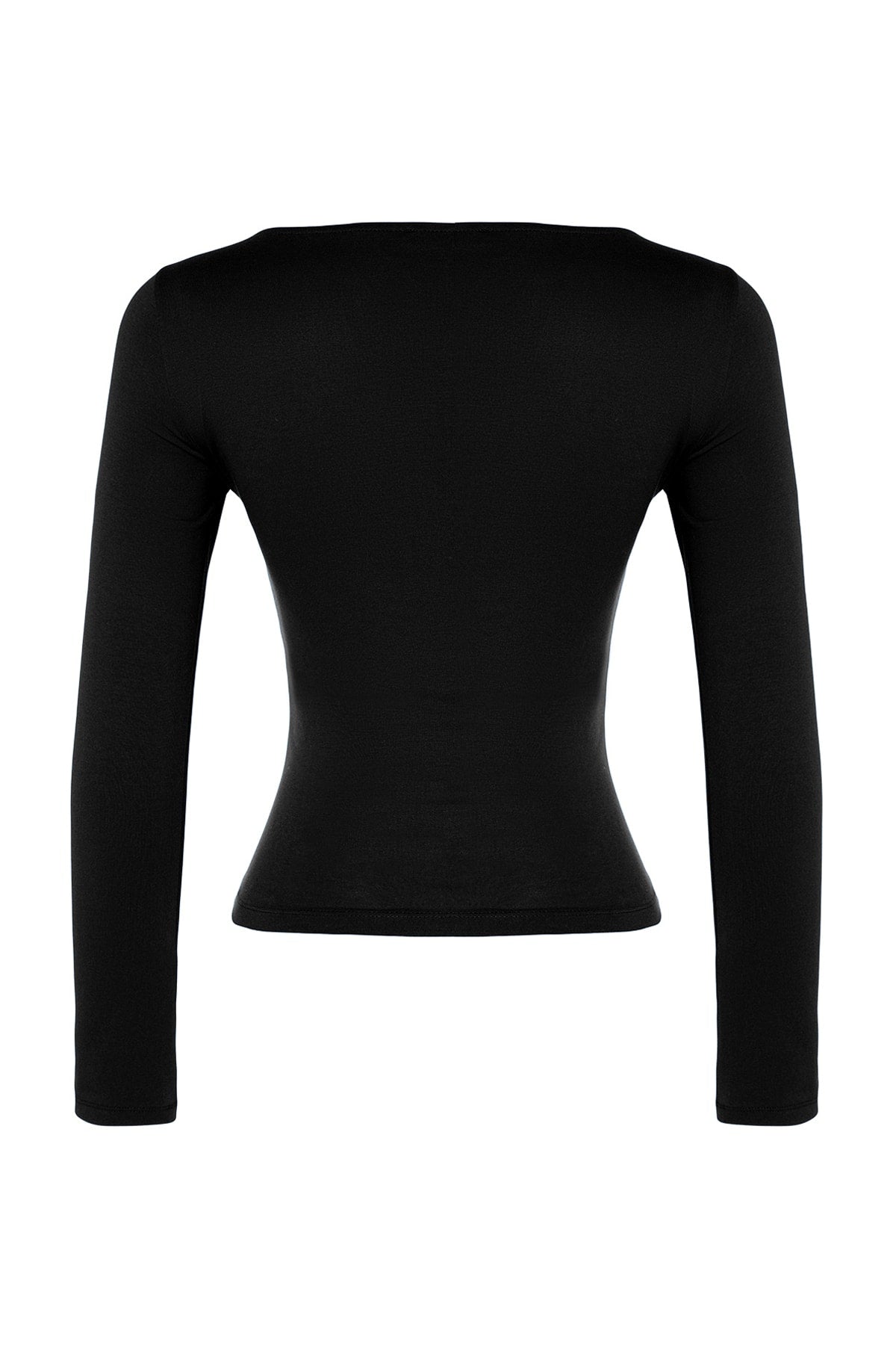 Trendyolmilla Kahverengi Pamuklu Kayık Yaka Fitted/Vücuda Oturan Esnek Bluz TWOAW24BZ00166