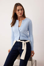 Trendyolmilla Bebe Mavisi 2'li Basic Triko Hırka-Bluz Takım TWOAW26HI00213