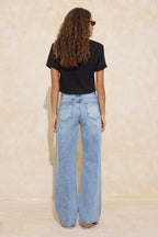 Trendyolmilla Gri Yüksek Bel Wide Leg Geniş Paça %100 Pamuk Non-Stretch Jeans TWOSS23JE00083