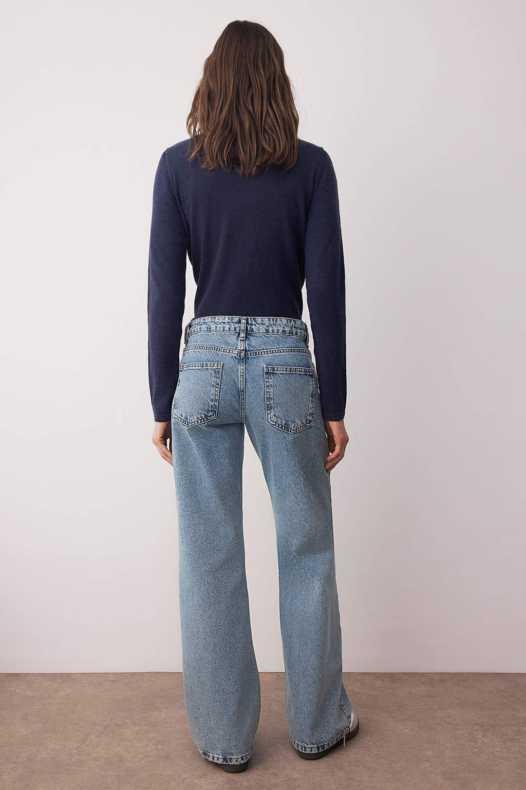 Trendyolmilla Mavi Düşük Bel Geniş Paça Wide Leg %100 Pamuk Non-Stretch Jeans TWOAW26JE00075
