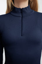 Trendyolmilla Siyah Fitted/vücuda Oturan Fermuarlı Yaka Esnek  Örme Bluz TWOAW25BZ00163