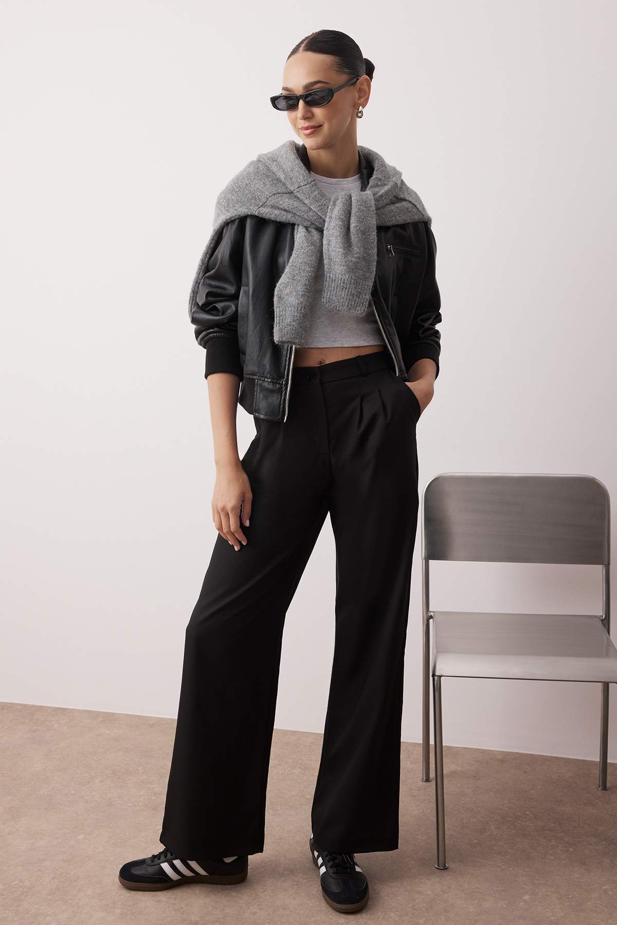Trendyolmilla Vizon Wide Leg/Geniş Paça Pilili Dokuma Pantolon TWOAW22PL0475