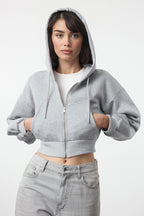 Trendyolmilla Gri Melanj Regular/Normal Kalıp Kapüşonlu Kalın içi Polarlı Örme Sweatshirt TWOAW25SW00068