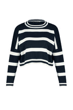 Trendyolmilla Lacivert Crop Çizgili Triko Kazak TWOAW23KZ00205