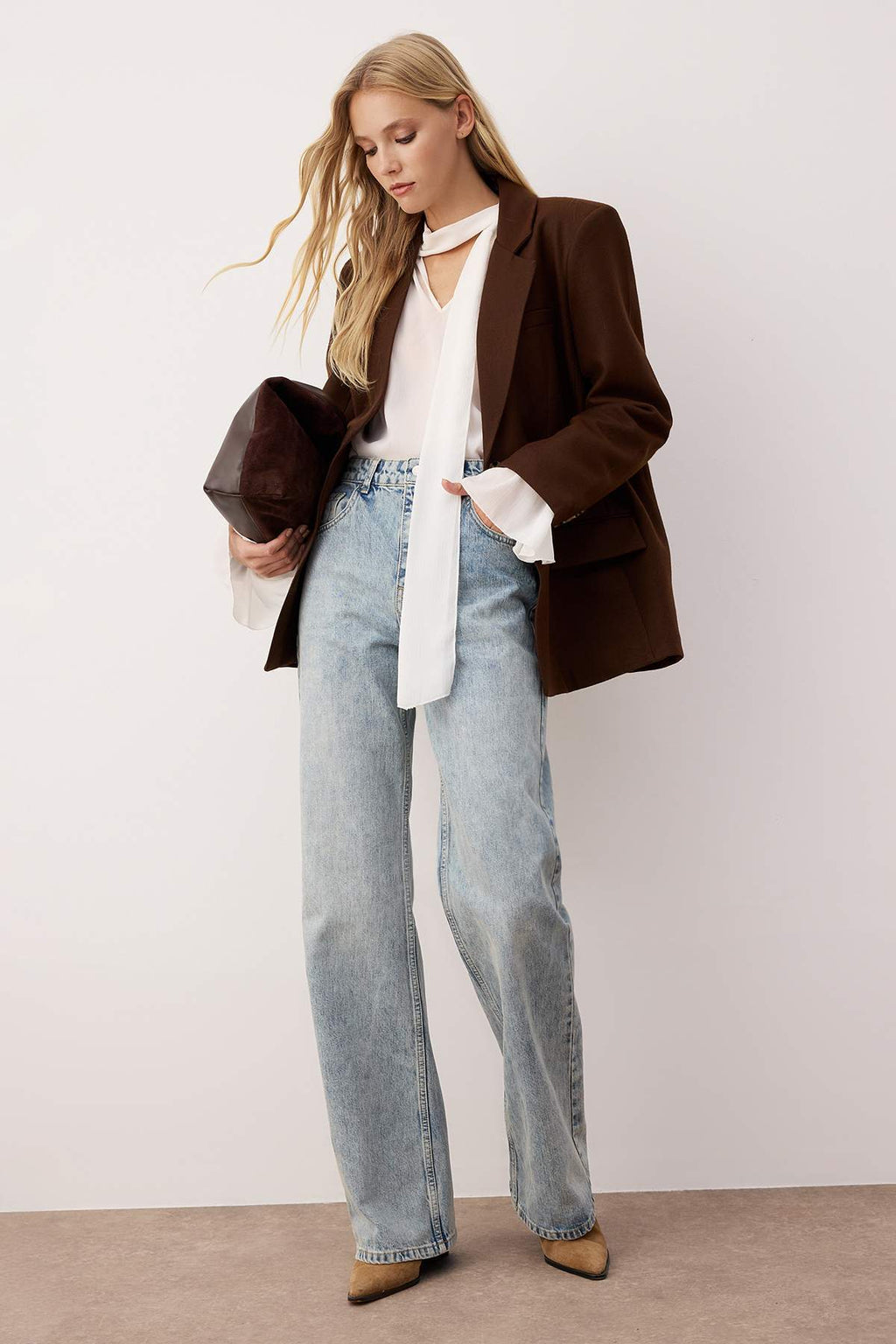 Trendyolmilla Mavi Yüksek Bel Bel Wide Leg Jeans TWOAW26JE00079
