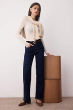 Trendyolmilla Siyah Normal Bel Geniş Paça Orta Esnek Straight Smoke Jeans TWOAW26JE00085