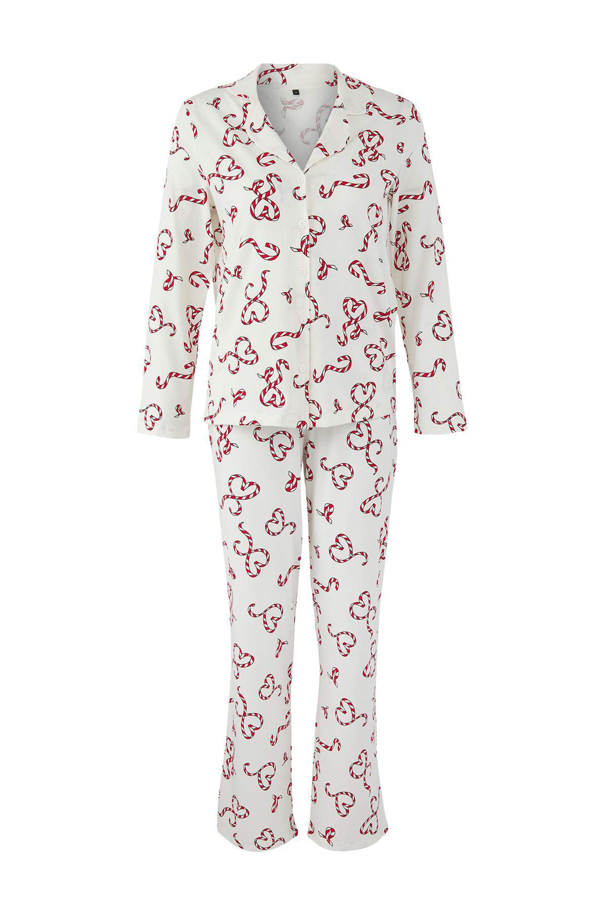 Trendyolmilla Pembe %100 Pamuklu Kalpli Gömlek Yaka Örme Pijama Takımı THMAW26PT00064