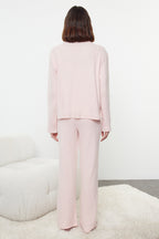 Trendyolmilla Pembe Fırçalı Soft Fitilli Hırka Örme Pijama Takımı THMAW25PT00074