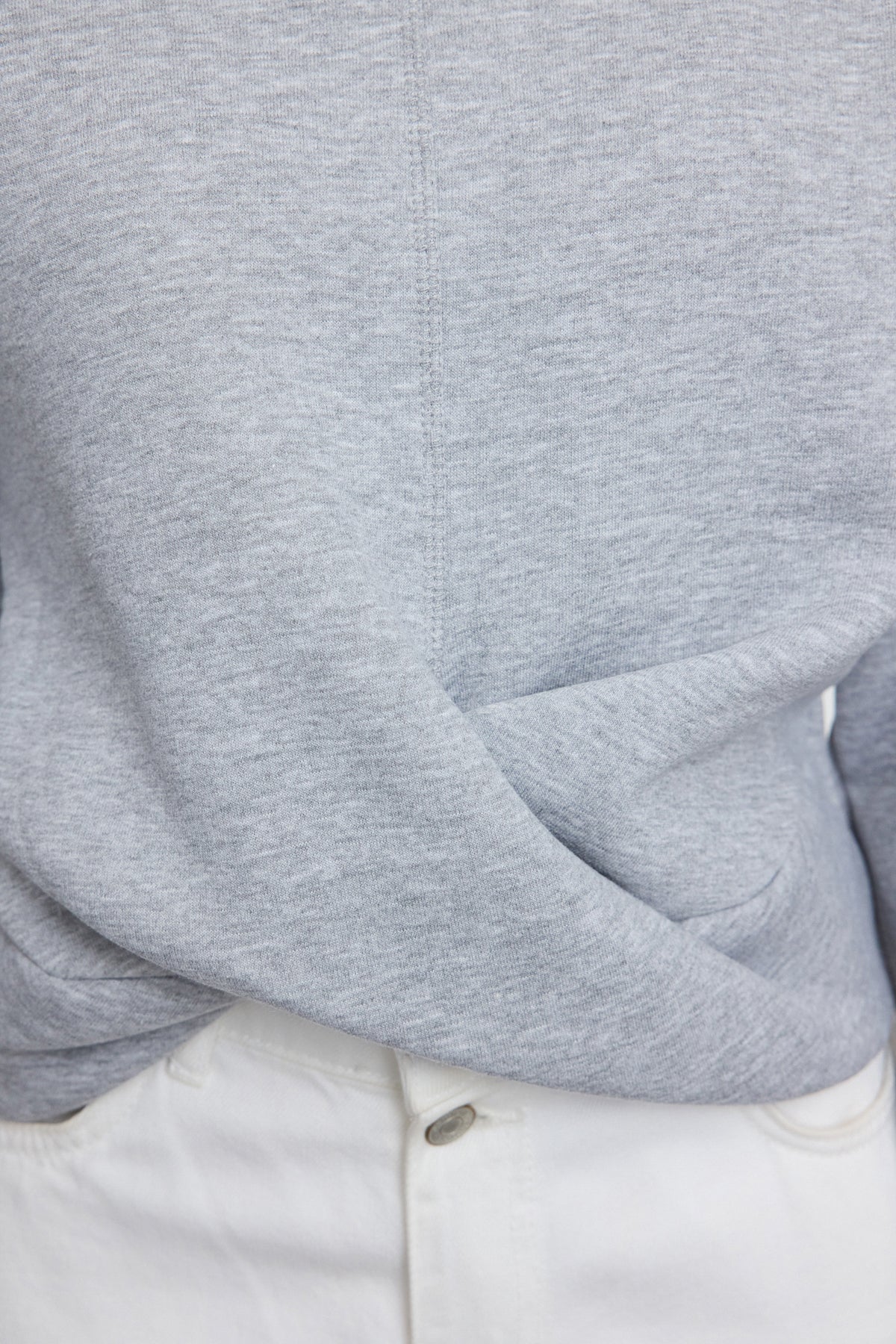 Gri Melanj Burgu Detaylı Crop Kalın İçi Polarlı Bisiklet Yaka Örme Sweatshirt TWOAW25SW00081