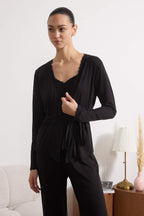 Trendyolmilla Açık Mavi 3'lü Dantelli Viskon Örme Pijama Takımı THMSS26PT00056