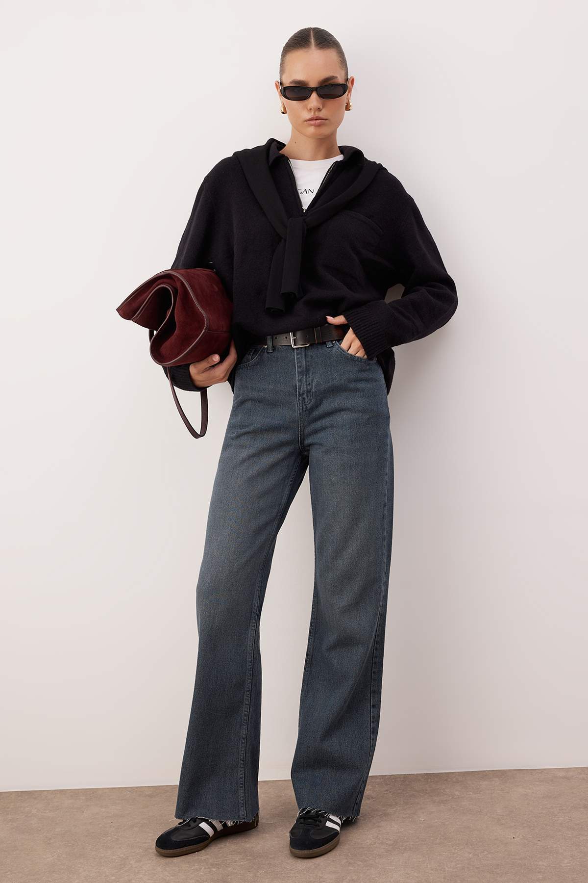 Mavi-Gri Yüksek Bel Geniş Paça Wide Leg Jeans TWOAW26JE00113 Main image