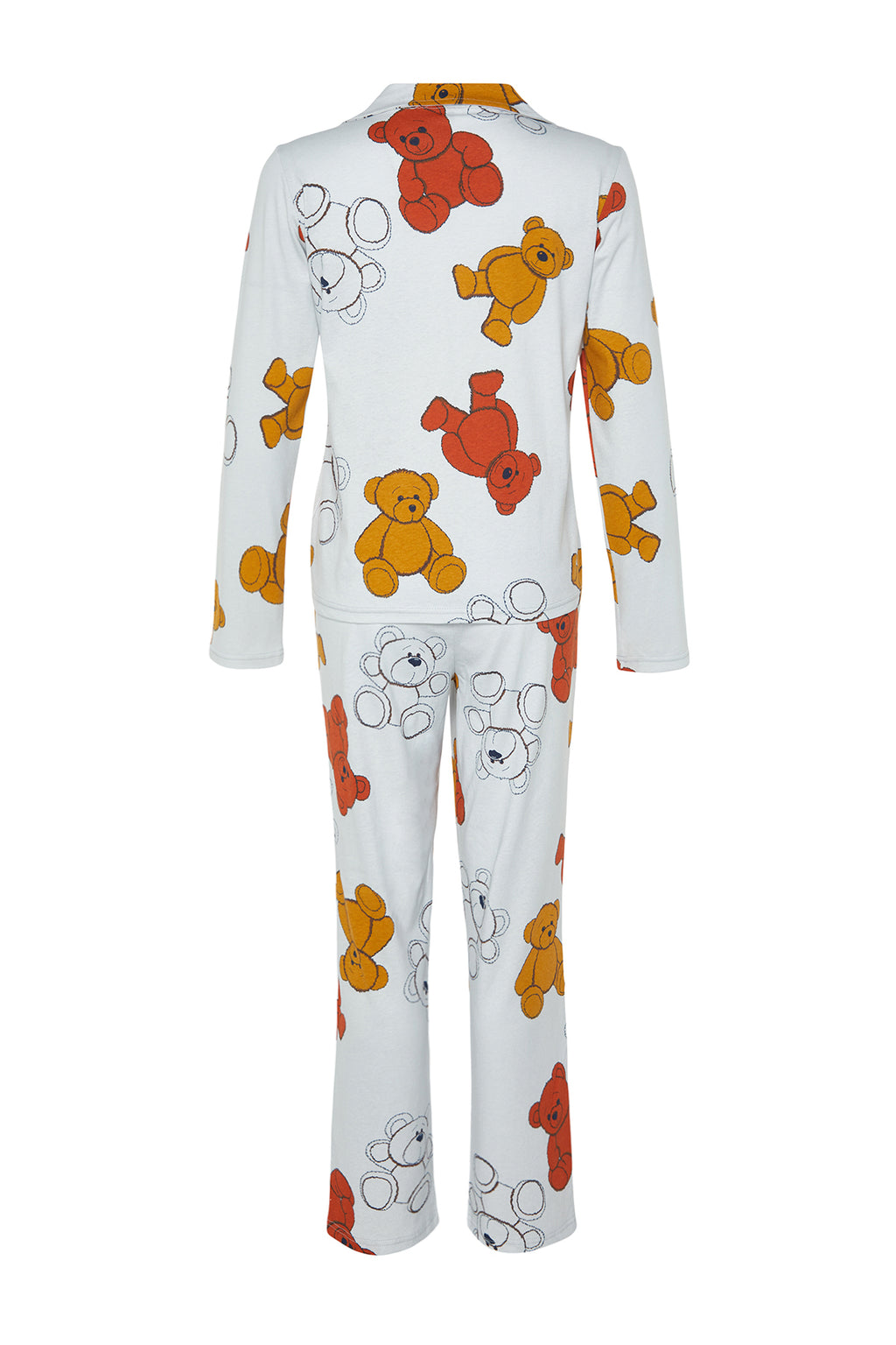 Trendyolmilla Koyu Yeşil %100 Pamuklu Tavşan Desenli Gömlek-Pantolon Örme Pijama Takımı THMAW24PT00002