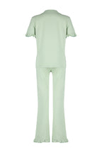 Trendyolmilla Gül Kurusu %100 Pamuklu Fırfır Detaylı Örme Pijama Takımı THMSS24PT00223