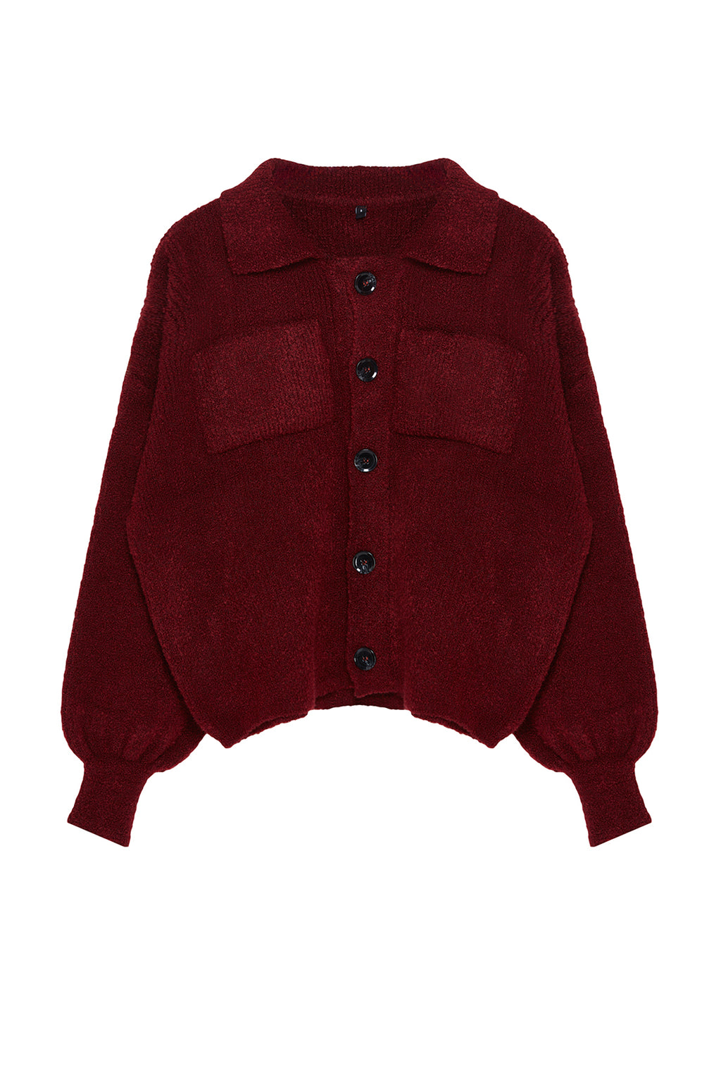 Trendyolmilla Bordo Yumuşak Dokulu Mont Görünümlü Triko Hırka TWOAW25HI00162