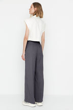 Trendyolmilla Lacivert Wide Leg/Geniş Paça Beli Lastikli Dokuma Pantolon TWOSS22PL00024