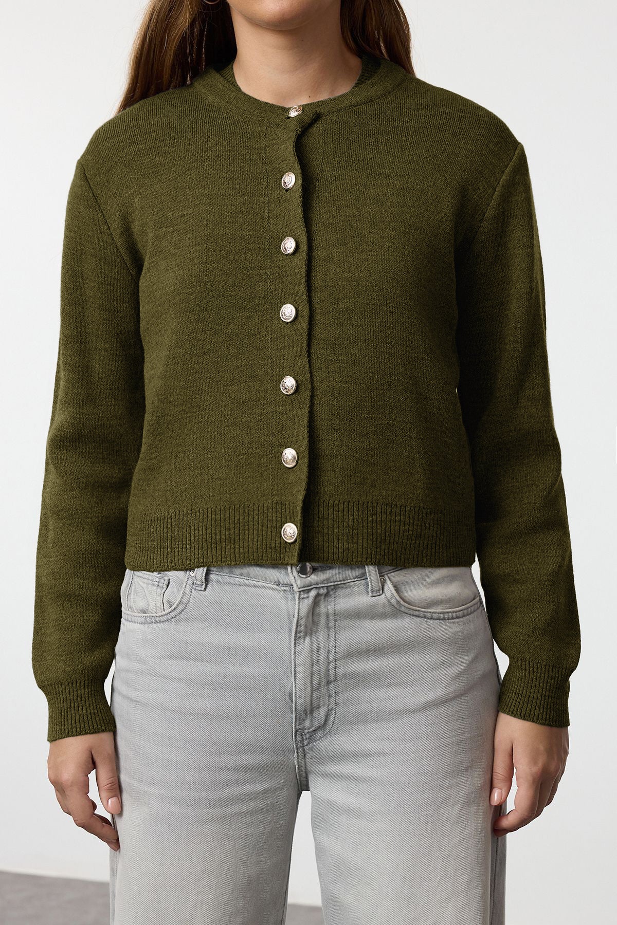 Trendyolmilla Haki Basic Hırka-Bluz Triko Hırka TWOAW25HI00216