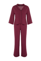 Trendyolmilla Bordo Biyeli Viskon Dokuma Pijama Takımı THMAW21PT0292